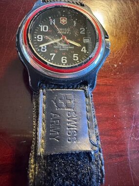 Swiss Army Black Watch with Red Accent — Men's Tactical Timepiece